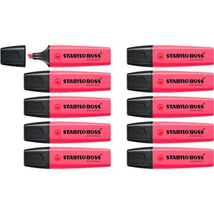 Surligneur BOSS ORIGINAL Rechargeable pointe Biseautée 2-5 mm Rose x 10 STABILO