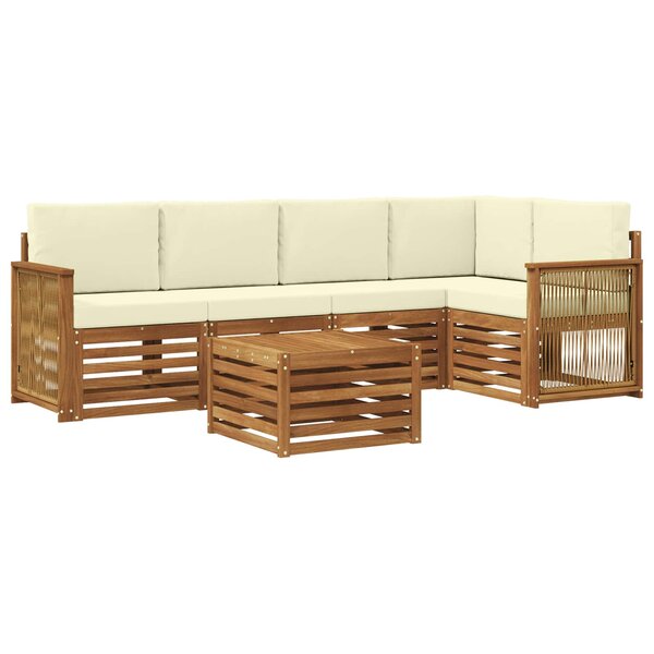 vidaXL Ensemble de canapés d'extérieur 5 pc Naturel et Crème