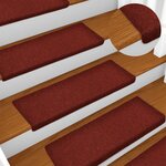 vidaXL Tapis de marches d'escalier 5 Pièces Bordeaux 65x21x4cm Aiguilleté