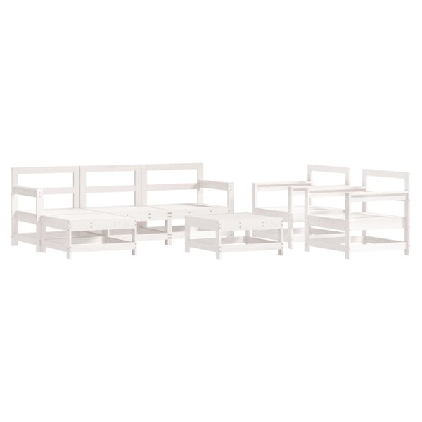 vidaXL Salon de jardin 7 Pièces Blanc Bois de pin massif