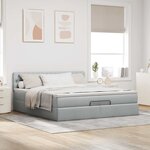 VidaXL Cadre de lit ottoman et matelas gris clair 200x200cm tissu