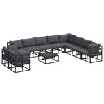 vidaXL Ensemble de canapé de jardin 11 pc Noir Aluminium