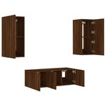vidaXL Unités murales TV avec LED 4 Pièces chêne marron bois d'ingénierie