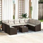 vidaXL Ensemble de canapé de jardin 10 Pièces Marron Poly rotin
