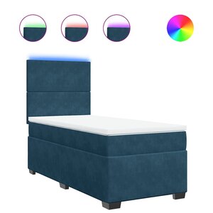 vidaXL Sommier à lattes de lit avec matelas bleu 90x200 cm velours
