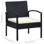 vidaXL Chaise de jardin avec coussin Résine tressée Noir