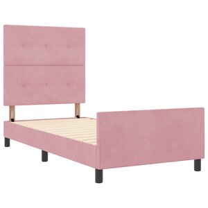 Cadre de lit en velours rose vidaXL 90x190 cm