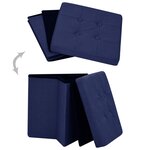 vidaXL Tabourets de rangement pliables lot de 2 bleu faux lin