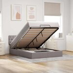 vidaXL Lit ottoman avec matelas et LED taupe 140x190 cm tissu
