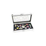 Coffret-vitrine alu pour présenter divers objets de collection.