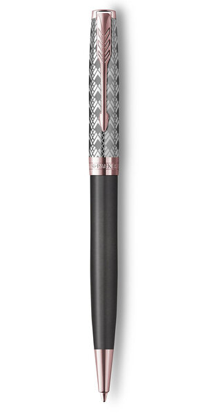 PARKER Sonnet Premium Stylo bille  métal et laque Grise or rose  Recharge noire pointe moyenne  Coffret cadeau