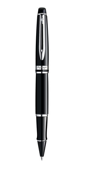 Waterman stylo roller expert  laque noire  recharge noire pointe fine  coffret cadeau