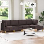vidaXL Canapé modulaire avec rangement 5 Pièces Marron foncé Tissu