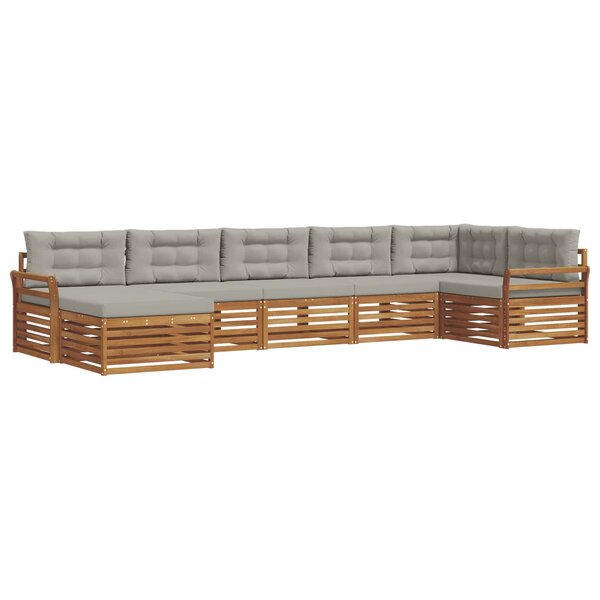 vidaXL Ensemble de canapés d'extérieur 7 pc Gris Naturel et Clair