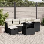 vidaXL Salon de jardin 7 Pièces avec coussins noir résine tressée