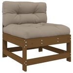 vidaXL Salon de jardin 3 Pièces avec coussins marron miel bois massif