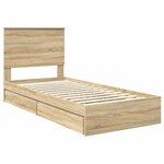 vidaXL Lit de Rangement Chêne Sonoma 90 x 200 cm Bois d'ingénierie