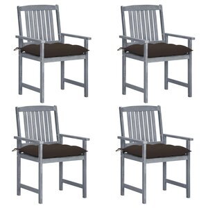 vidaXL Chaises de jardin et coussins lot de 4 Gris Bois acacia massif