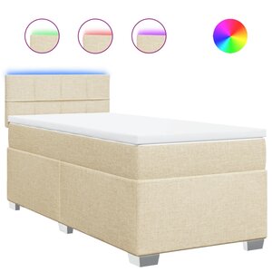 vidaXL Sommier à lattes de lit avec matelas Crème 90x200 cm Tissu