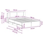 vidaXL Cadre de lit avec rangement Chêne fumé 135 x 190 cm