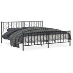 vidaXL Cadre de lit métal sans matelas avec pied de lit noir 200x200cm