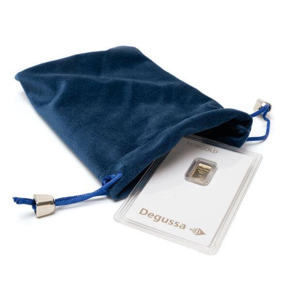 Sachet bleu en velours pour monnaies de collection. Taille - L large