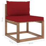 vidaXL Canapé de milieu palette de jardin avec coussins rouge bordeaux