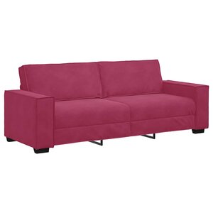 vidaXL Canapé à 3 places Rouge bordeaux 180 cm Velours