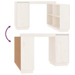 Bureau table poste de travail meuble d'ordinateur informatique étude 110 x 50 x 75 cm bois massif de pin blanc 02_0023506