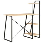 Bureau table poste de travail meuble d'ordinateur informatique étude avec étagère et chêne 102 x 50 x 117 cm noir 02_0023479