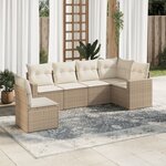 vidaXL Salon de jardin avec coussins 6 Pièces beige résine tressée