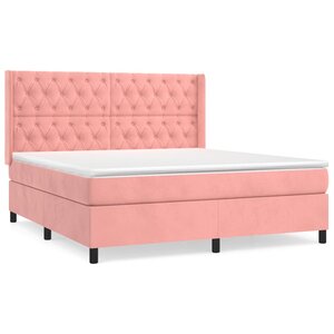 vidaXL Sommier à lattes de lit avec matelas Rose 160x200 cm Velours