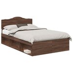 vidaXL Cadre de lit Chêne brun 120 x 190 cm Bois de pin massif
