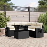 vidaXL Salon de jardin 6 Pièces avec coussins noir résine tressée