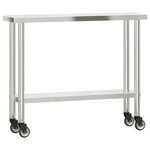 vidaXL Table de travail de cuisine avec étagère 110x30x150 cm inox