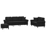 vidaXL Ensemble de canapés 3 Pièces avec coussins noir velours