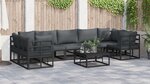 vidaXL Ensemble de canapé de jardin 8 Pièces Noir Aluminium