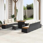 vidaXL Ensemble de canapé de jardin avec coussin 10 Pièces Noir et Crème