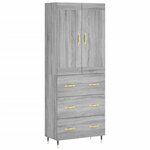 vidaXL Buffet haut Sonoma gris 69 5x34x180 cm Bois d'ingénierie
