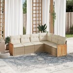 vidaXL Salon de jardin avec coussins 6 Pièces beige résine tressée