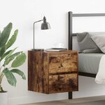vidaXL Tables de chevet murales 2 Pièces chêne fumé 38x34x40 cm