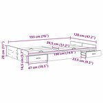 vidaXL Lit de rangement en bois vieilli  120 x 190 cm  en bois d'ingénierie