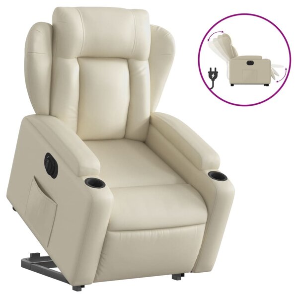 vidaXL Fauteuil inclinable électrique crème similicuir