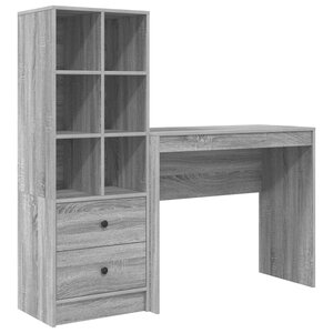 vidaXL Bureau avec tiroir avec étagère avec stockage 2 Pièces Gris Sonoma