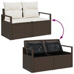 Ensemble de Canapé de Jardin 9 Pièces avec Coussins en Rattan Marron