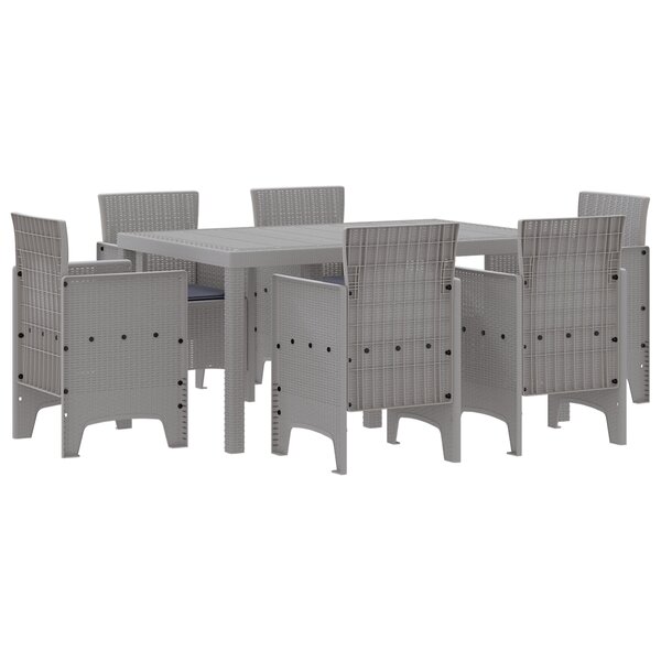vidaXL Ensemble de Salle à Manger de Jardin 7 Pièces avec Coussins Gris Clair