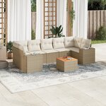vidaXL Salon de jardin avec coussins 8 Pièces beige résine tressée