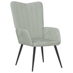 vidaXL Chaise de relaxation avec repose-pied Gris clair Velours