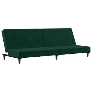 vidaXL Canapé-lit à 2 places vert foncé velours