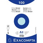 Paquet 100 Fiches Sous Film - Bristol Uni Non Perforé 210x297mm - Bleu Ciel - X 10 - Exacompta